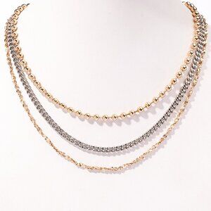 Gold Tone Layered Beaded Necklace - Shady Expression